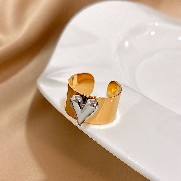 Gilded Heart Cuff Ring