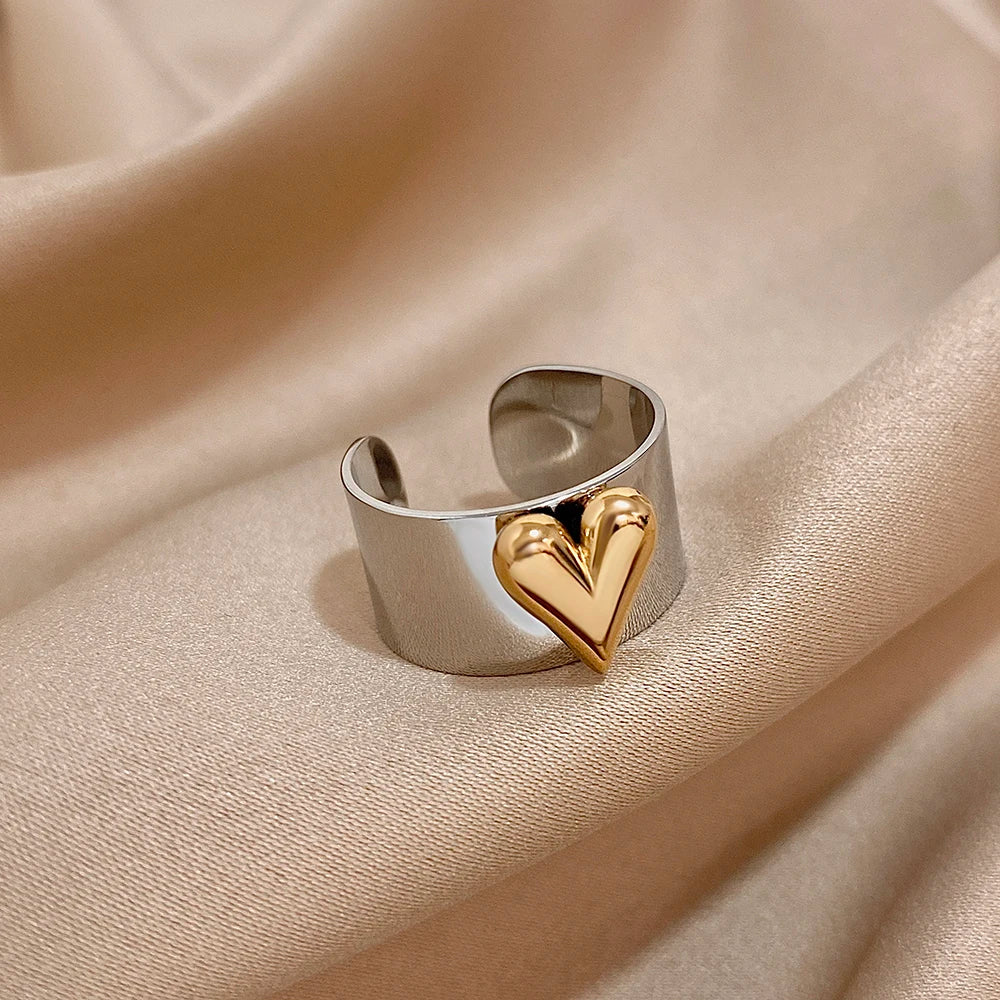 Gilded Heart Cuff Ring