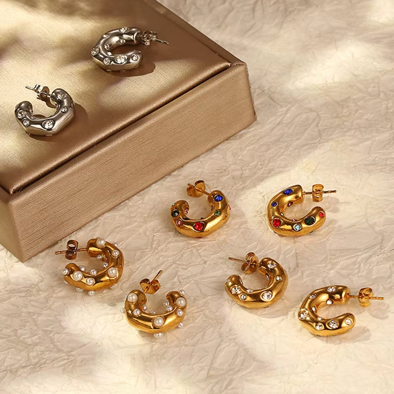 Stardust Studded Hoops